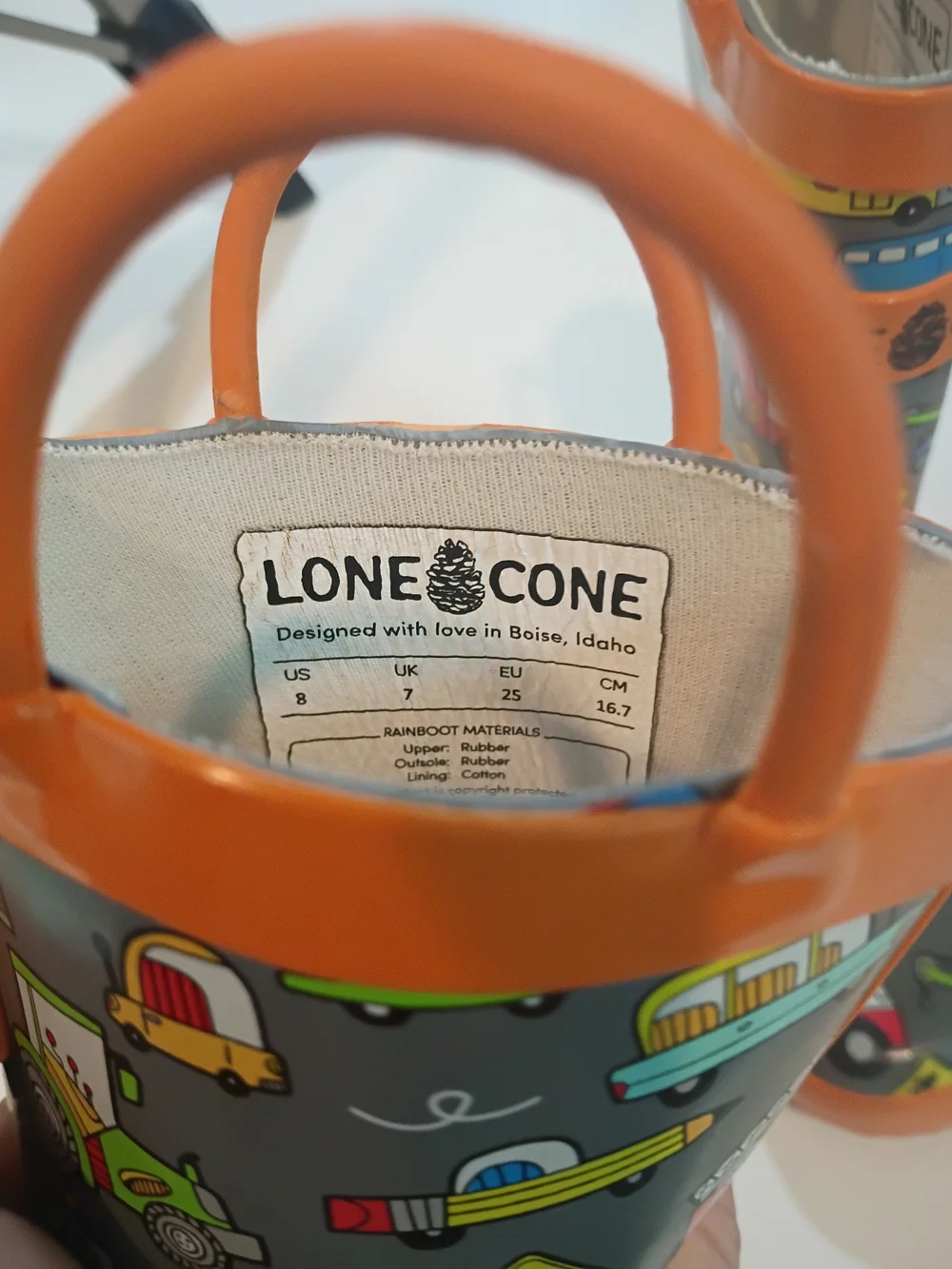 Lone Cone Vehicle Print Rain Boots